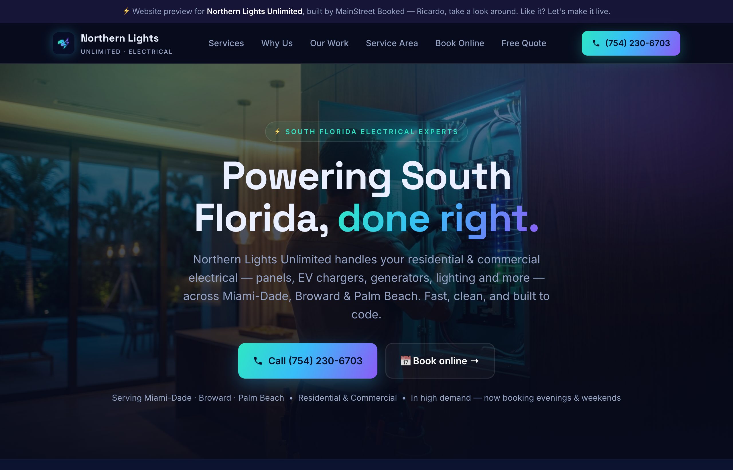 Northern Lights Unlimited electrician website